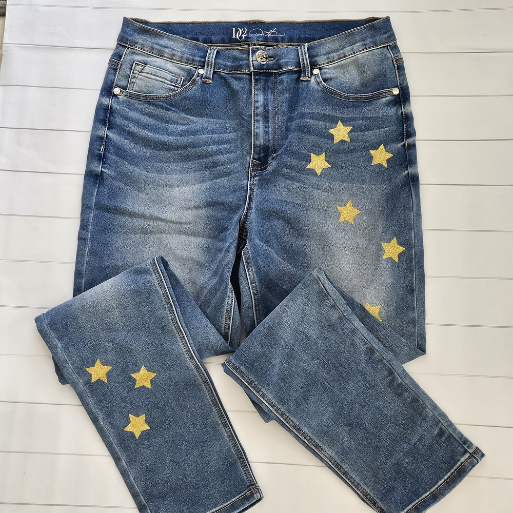 DG2 Diane Gilman Jeans Gold Stars 12
